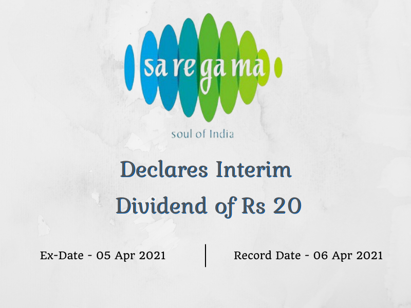 SAREGAMA Announces Interim Dividend of Rs 20