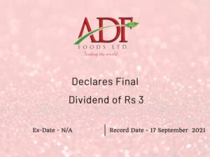 ADF Foods Limited Dividend 2021