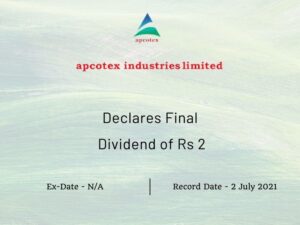 Apcotex Industries Limited Declares Final Dividend of Rs 2