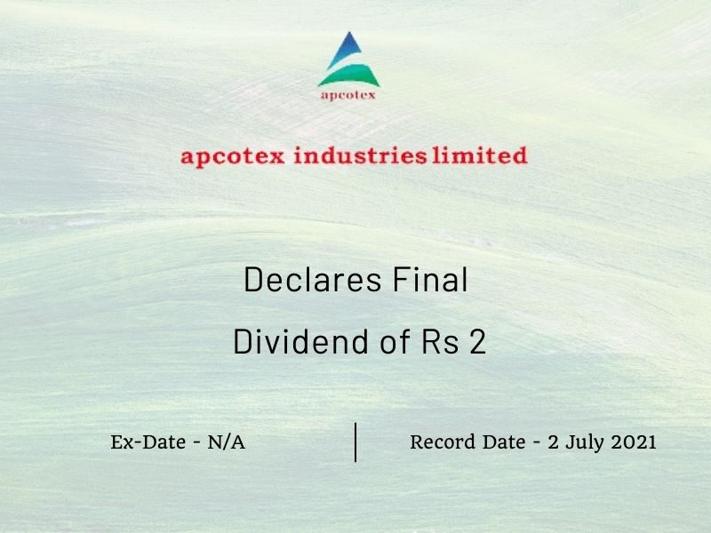 Apcotex Industries Limited Declares Final Dividend of Rs 2