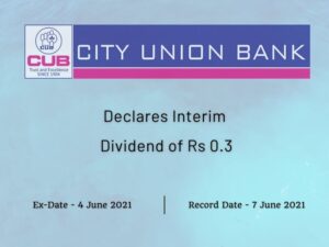 City Union Bank Ltd Declares Interim Dividend of Rs 0.3