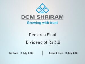 DCM Shriram Ltd Declares Final Dividend of Rs 3.8