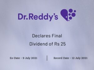 Dr Reddys Laboratories Ltd Declares Final Dividend of Rs 25