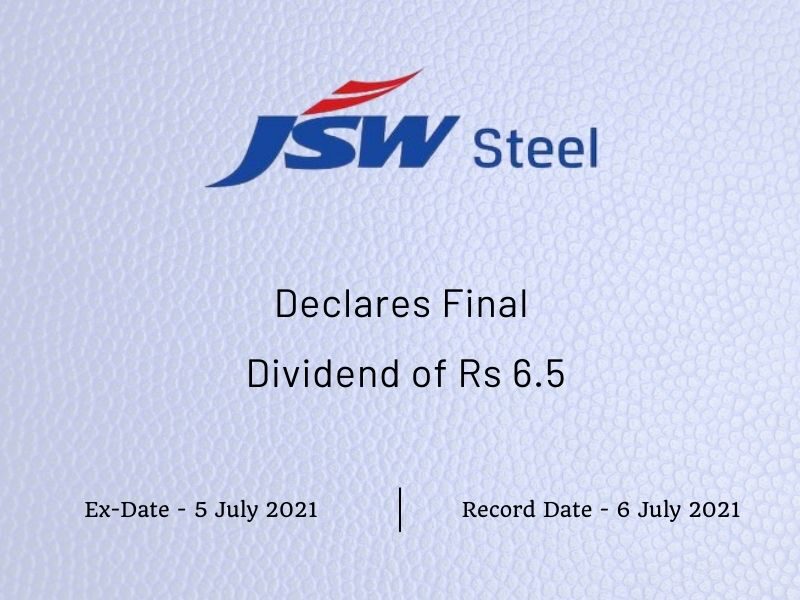 JSW Steel Ltd Declares Final Dividend of Rs 6.5