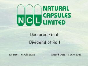 Natural Capsules Ltd Declares Final Dividend of Rs 1