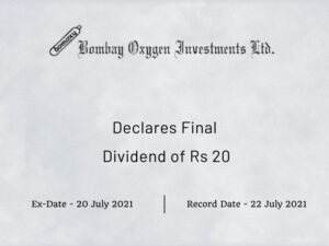 Bombay Oxygen Investments Ltd Declares Final Dividend of Rs 20