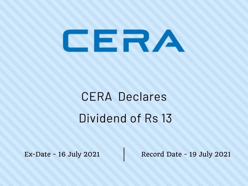 Cera Sanitaryware Ltd Declares Rs 13 Dividend (2021)