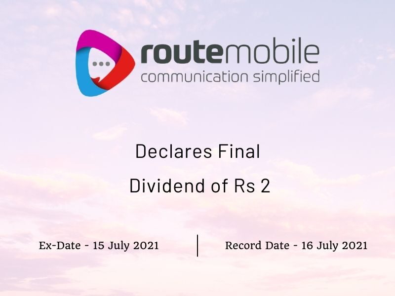 Route Mobile Ltd Declares Rs 2 Final Dividend (2021)