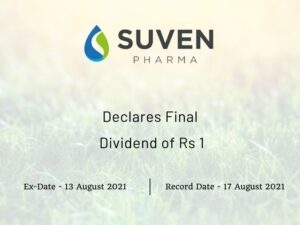 Suven Pharmaceuticals Ltd Declares Final Dividend of Rs 1