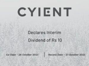 Cyient Ltd - Rs 10 Interim Dividend & Record Date (2021)