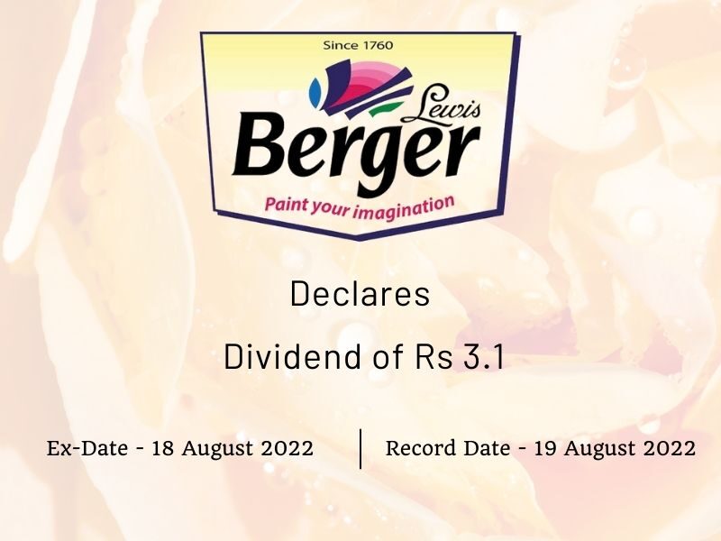 Berger paints Ltd Declares Rs 3 Dividend for FY22