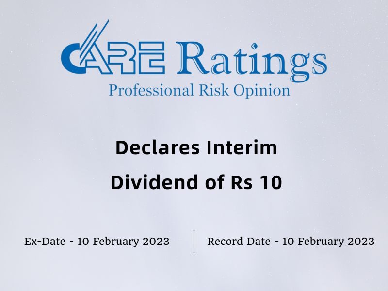 CARE Ratings Ltd Declares Rs 10 Interim Dividend for Q3FY23